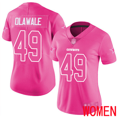 Women Dallas Cowboys Limited Pink Jamize Olawale 49 Rush Fashion NFL Jersey